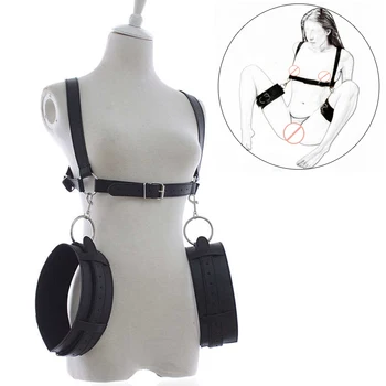 Thigh Restraint Straps Sling Leg Spreader Open Restraint Belt Bondage Harness with Wrist Cuffs BDSM Sex Position Aid Adult Toys 3