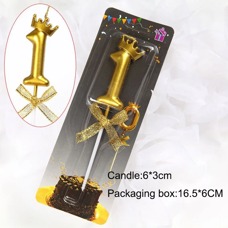 Glitter Crown Design 3D Number Candle for Birthdays and Celebrations