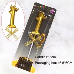 Glitter Crown Design 3D Number Candle for Birthdays and Celebrations (Crown - 1)