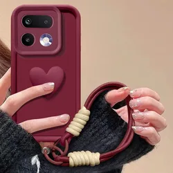 Matte Soft Protective Phone Case with Lanyard for Realme 16 Pro (Wine Red)