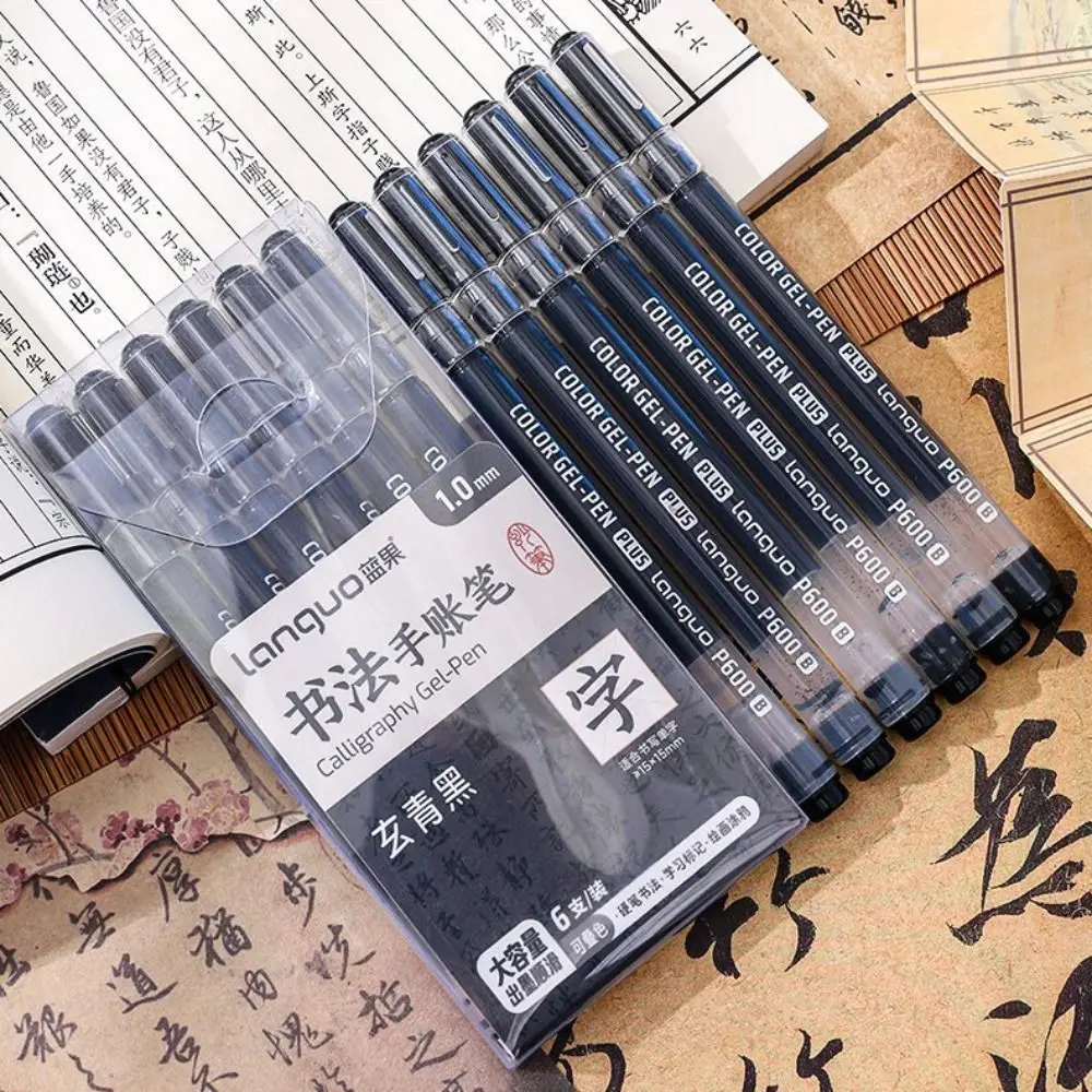 Large Capacity Ink Calligraphy Gel-Pen Aesthetic Stationery Smooth Writing Multicolor Neutral Pen Stackable Color 6Pcs highlighter markers gel highlighter markers