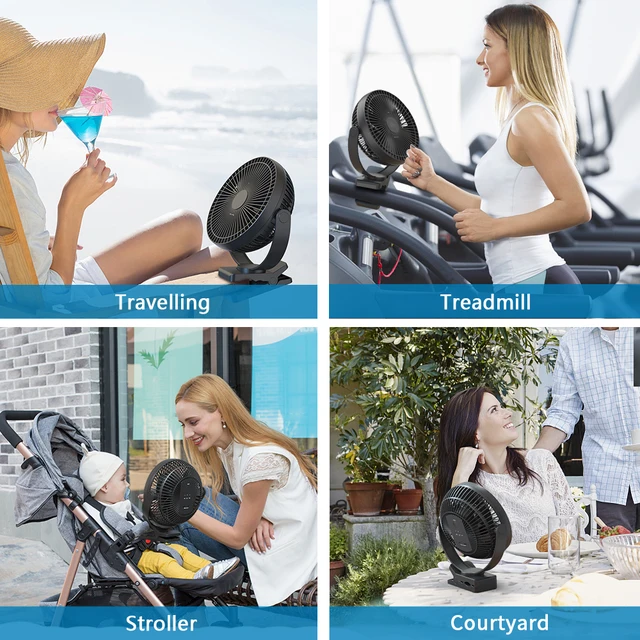 Rechargeable Desk Fan,10000mAh Battery Operated Clip on Fan,Air Circulating USB Fan for Office Car Home Outdoor Stroller 2