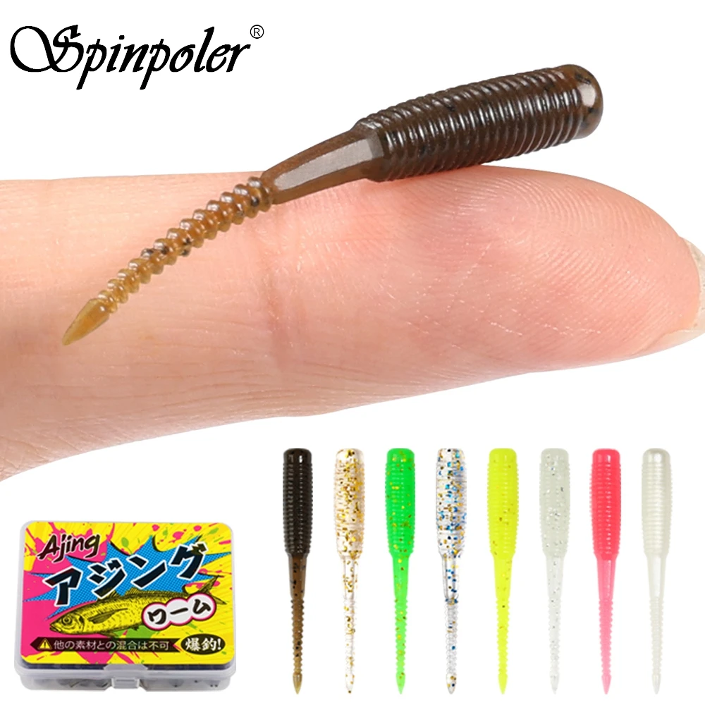 Boîte 20 leurres souples Ajing Spinpoler 3.5cm - Swimbaits TPR rockfish vers lumineux pêche glace jig bass