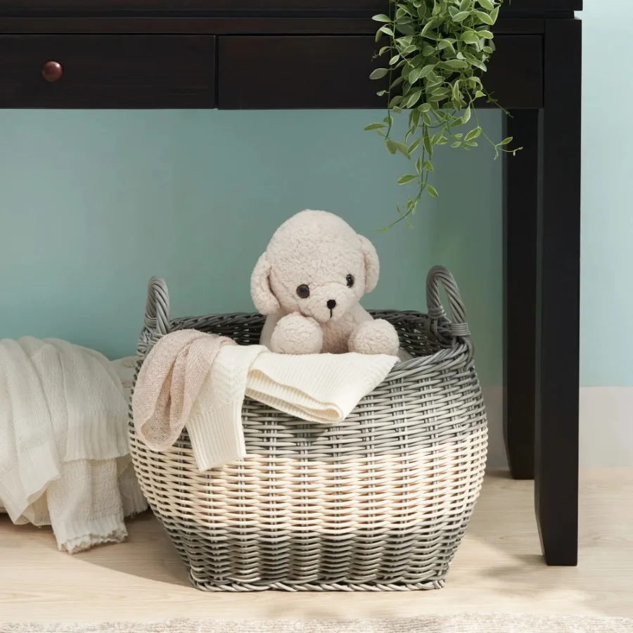 Zita Oval Resin Woven Wicker Storage Basket
