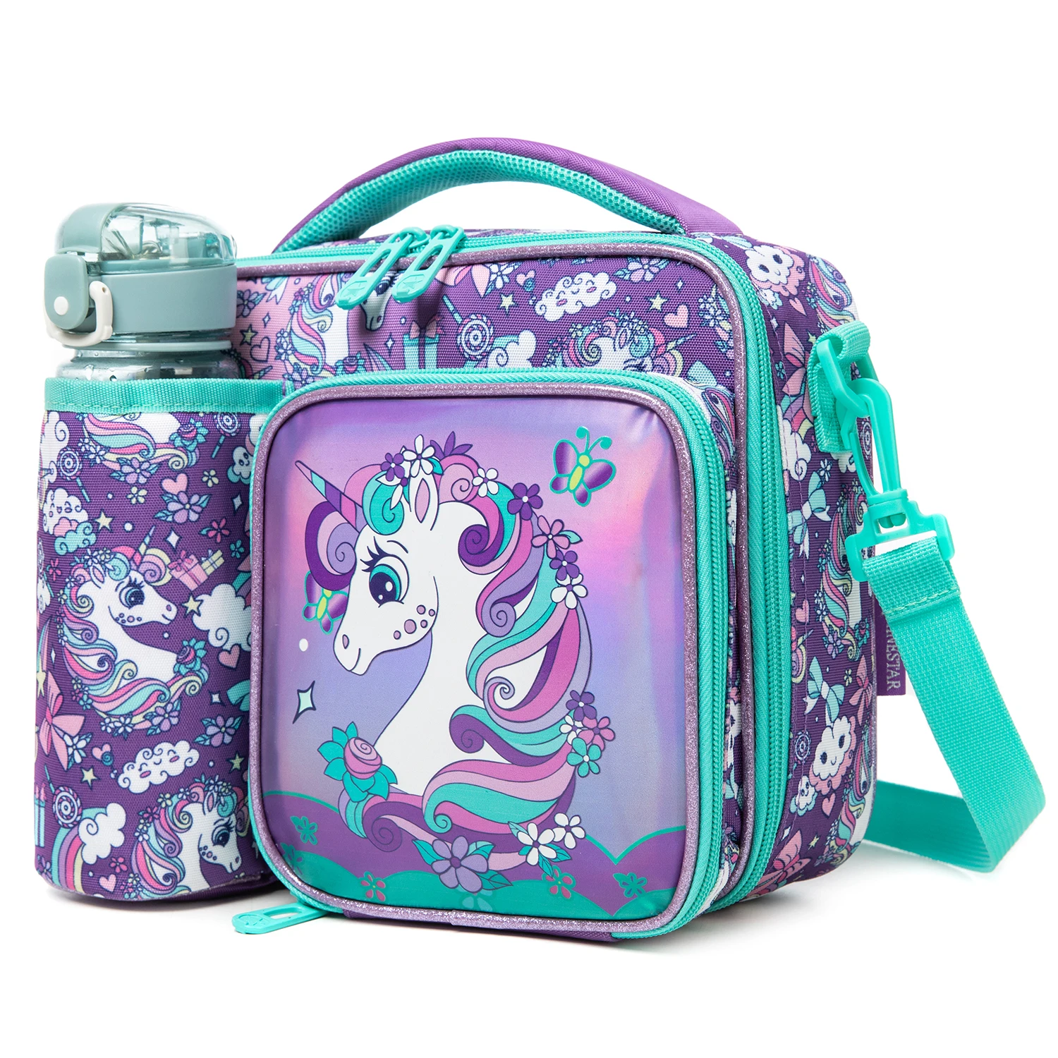 Girls Lunch Bag Mermaids Unicorn and Alpacas Cute Polyester Lunch Bag for Picnic Outing School Best Gift for Girls
