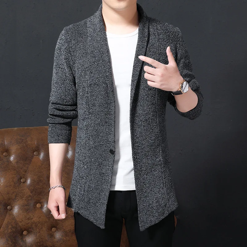Suéteres de hombre de lana gruesa con botones exquisitos y cárdigan extralargo, chaquetas, abrigos de color liso