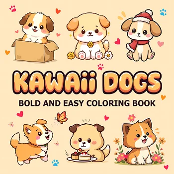 CUTE DOGS Bold-easy Patterns Coloring Book for Adults Cute Drawing Book Perfect Gift for Party and Birthday 1