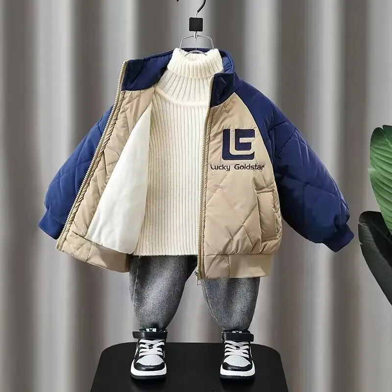 Winter Kids Plush Coat Children's Cotton Thicken Jacket Down Parkas For Girls Boys Cute Cartoon Baby Snow Wear