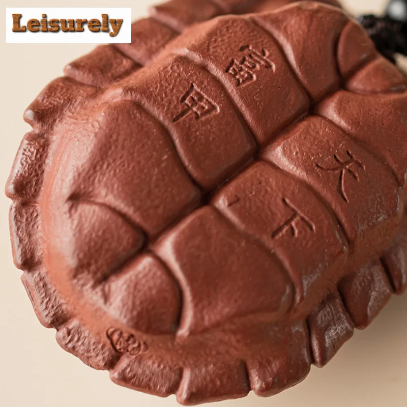 Cinnabar Handle Piece Turtle Shell Dragon Stele Tea Pet Elegant Exquisite Miniatures Tea Figurine Play Toys Tea Statue Ornaments