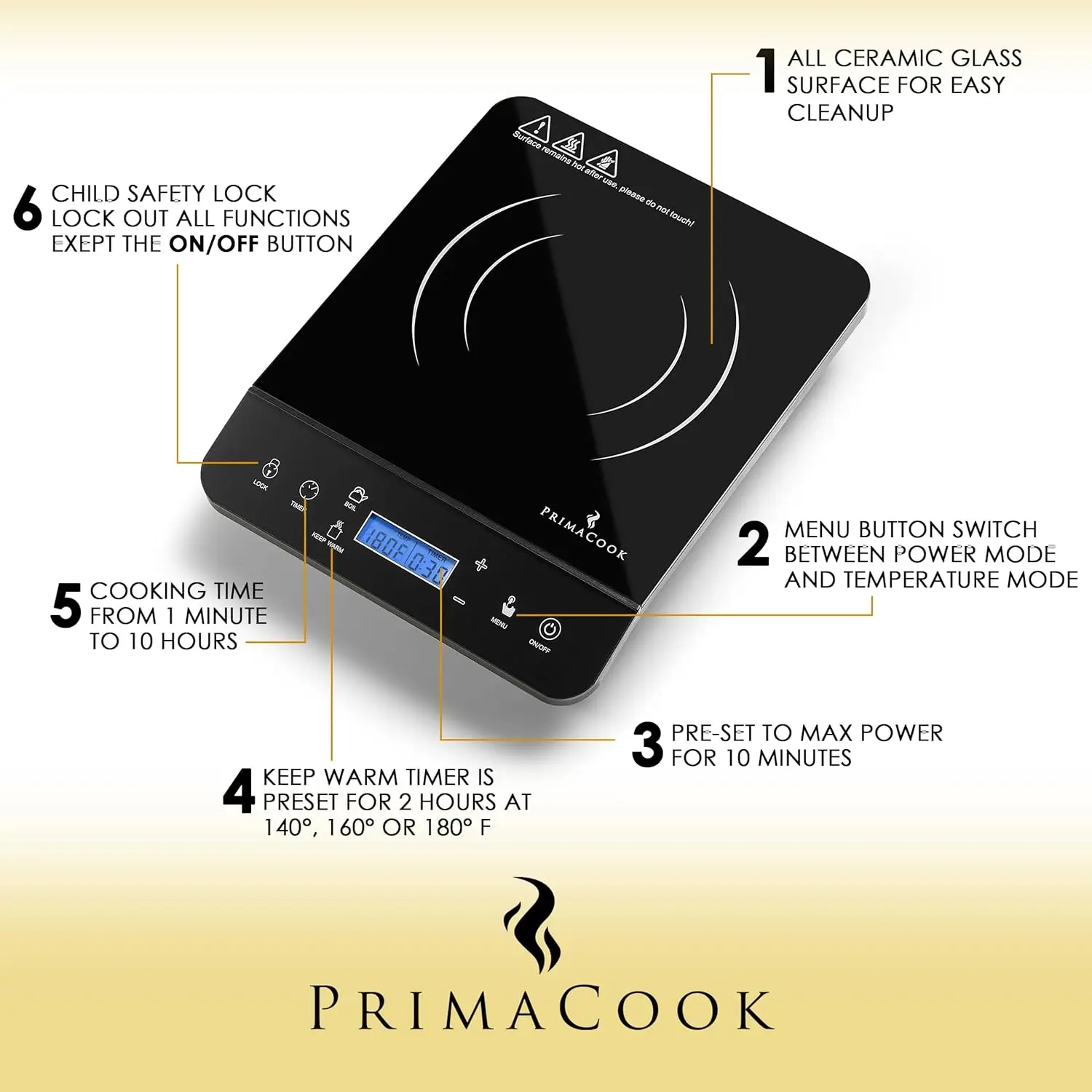 Portable Induction Cooktop - Single Burner Induction Hot Plate - Safe, Fast Heating for Gourmet Cooking - Sleek Design with