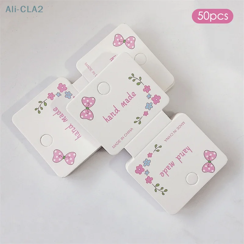 

50PCS Bowknot Flower Foldable Packing Cards For Handmade Necklace Bracelet Headwear Hairband Display Cards Retail Hanging Labels