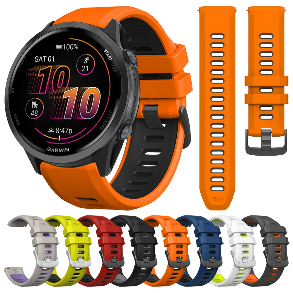 Two-Tone Silicone Quick Release Sport Watch Band Bracelet, 22mm