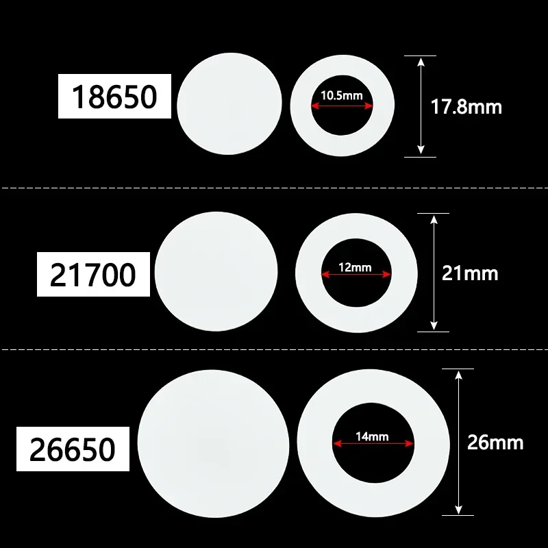 18650 21700 26650 Li-ion Battery Insulation Gasket 25~500pcs Pack Cell Barley Adhesive Paper Glue Fish Electrode Insulated Pads