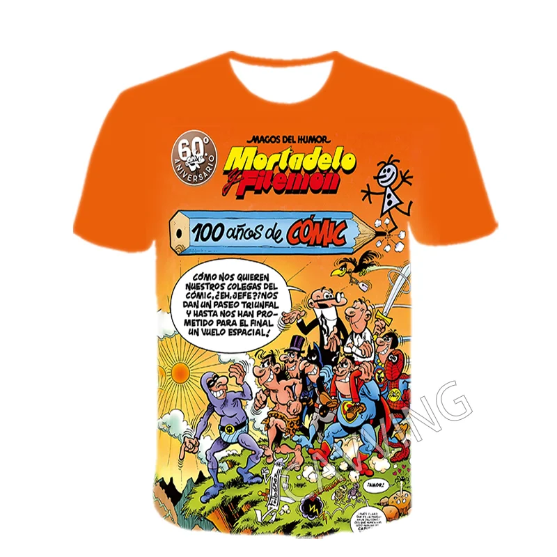 Stylish 3D Print Mortadelo y Filemón Graphic Casual T-Shirts - Unisex Harajuku Hip Hop Tops