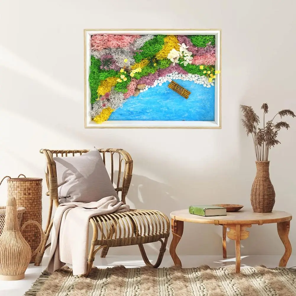 Bamboo Weaving Eternal Moss Picture Ocean World Moss Bamboo Frame Decor Set Per La Casa Dipinti Di Piante Eterne Foto