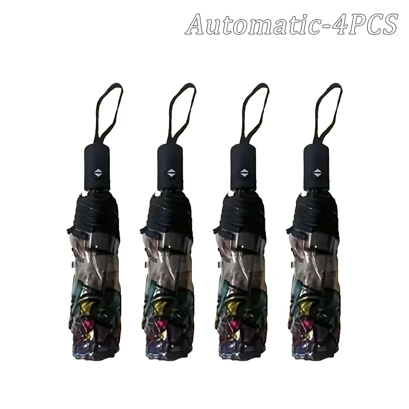 Rainforest Arch Transparent Umbrella with Stained Glass Design - Long Handle, Automatic, and Large for All Weather Conditions
