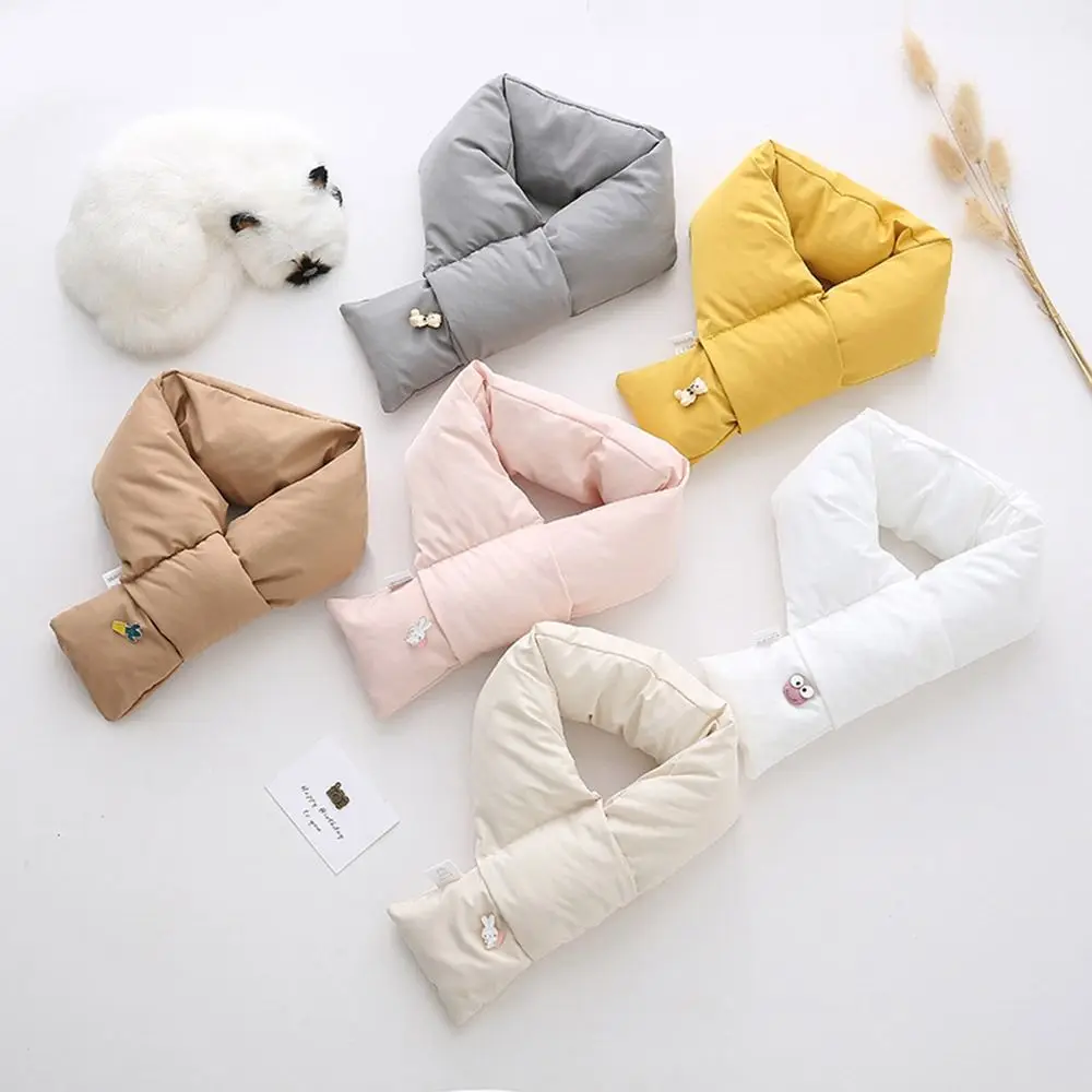 Bib Baby Thermal Neck Warmer Windproof Thickened Boys Girls Down Scarf Snap Fastener Neckerchief Snood Cowl Tube Autumn Winter