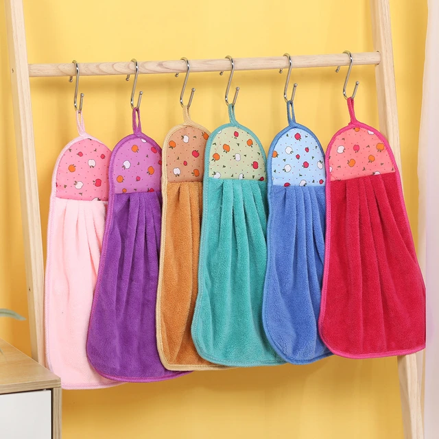 Soft Coral Fleece Hand Towel Kitchen Hanging Bath Towels With