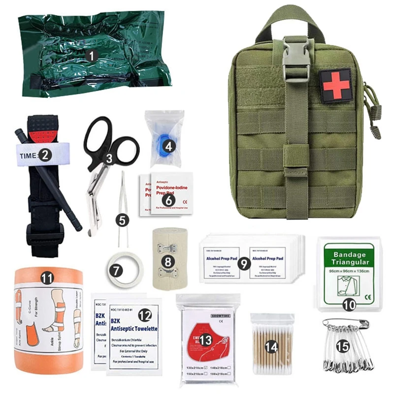 

Military Tactical Kit First Aid Kit Bag Stop The Bleed Refill Supplies Survival Gear Combat Medical Set Trauma Emergency Pouch