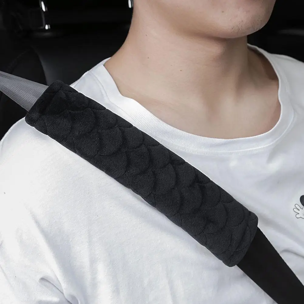 

Car Seat Belt Cover Soft Plush Warm Comfortable Shoulder Protection Black Shoulder Strap Auto Interior Styling Accessories