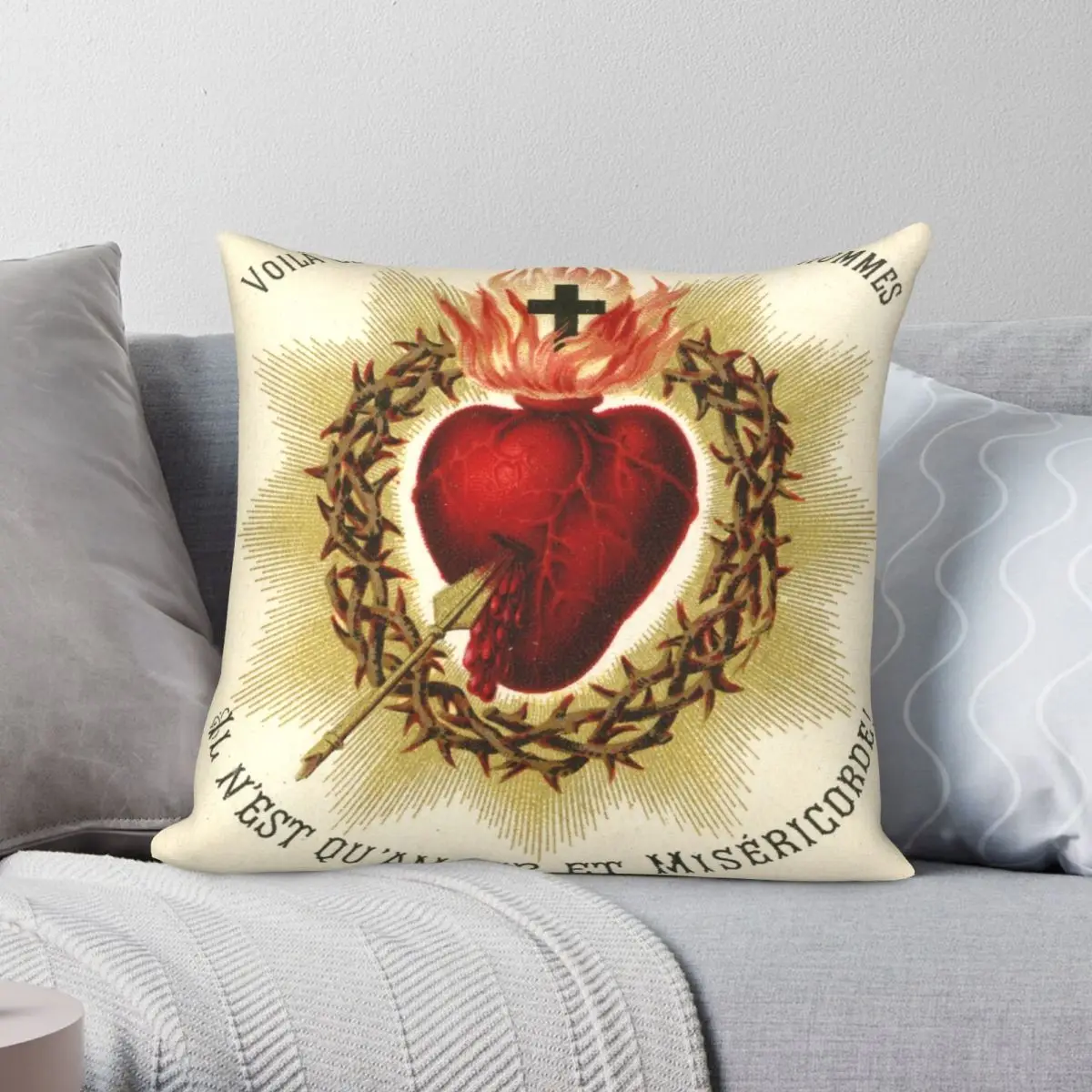 

Most Sacred Heart Of Jesus Square Pillowcase Polyester Linen Velvet Printed Zip Decor Throw Pillow Case Car Cushion Cover