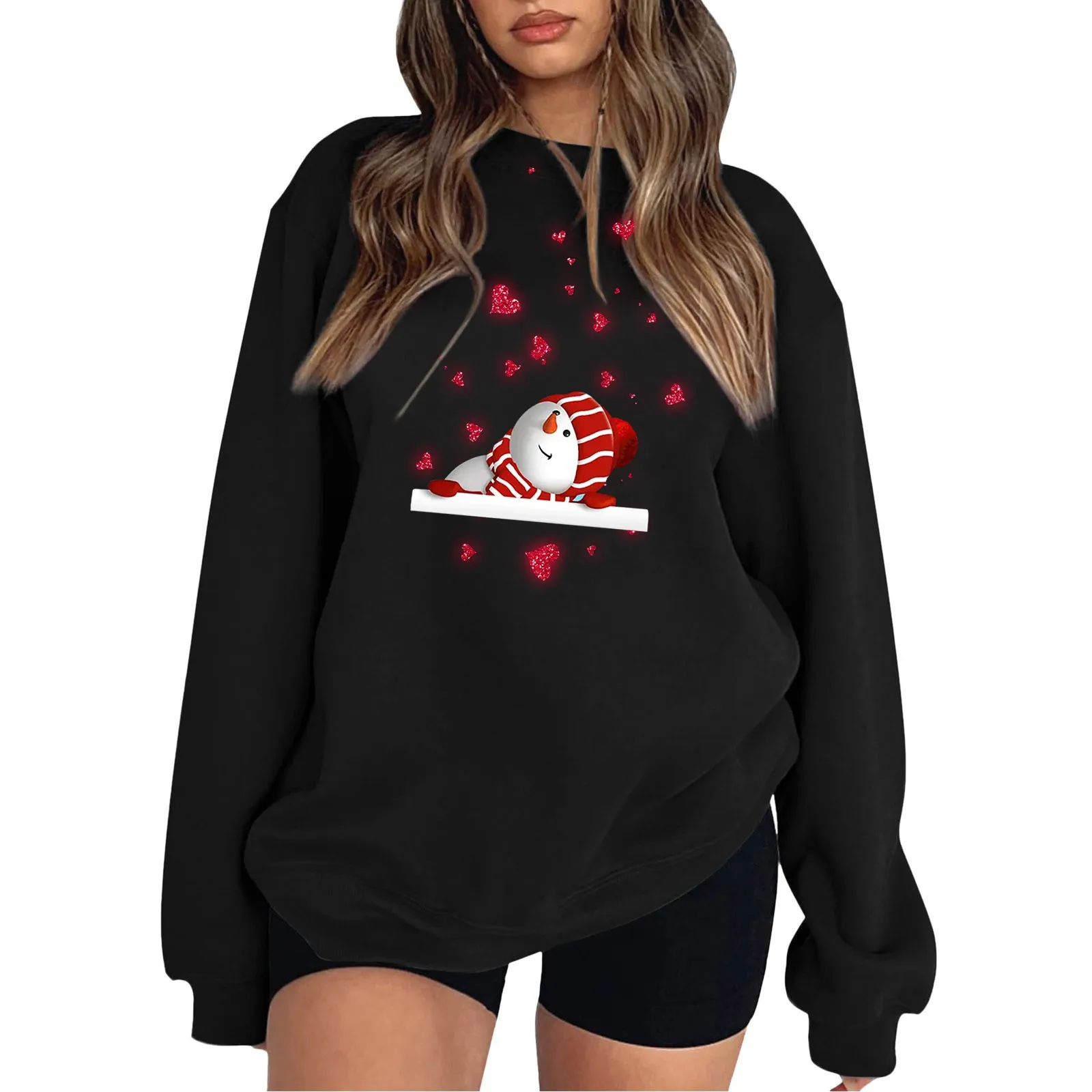 

Fleece Hoodie Ladies' Loose Fitting Christmas Printed Sweatshirt Hoodie With Shoulder Length Sleeves Women Oversized Sweatsuit