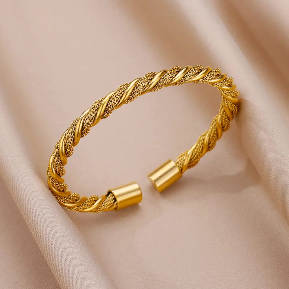 Bangle Bracelet Stainless Steel Bracelet Stainless Steel Bangle Bracelets for Women Men Gold Color Luxury Bracelet Femme New Trend Jewelry pulseras mujer bijoux