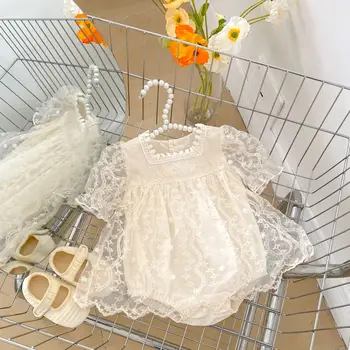 Baby Embroidered Mesh Romper 1