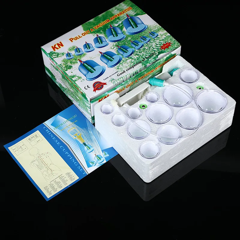 12pcs Hijama Cups Chinese Vacuum Cupping Kit for Therapy Relax Massagers Curve Suction Pumps