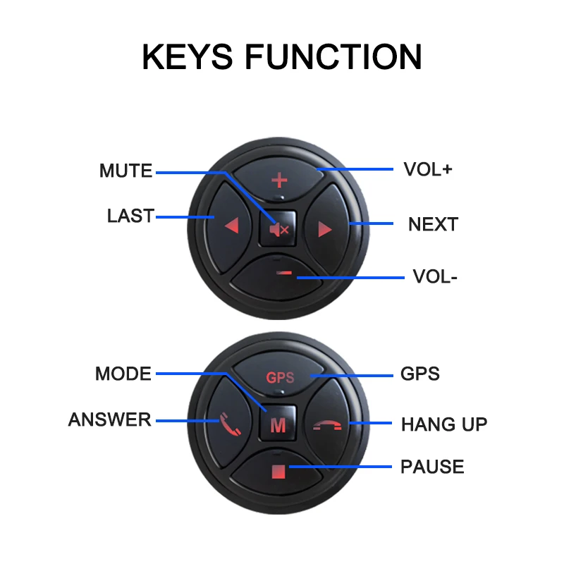 Wireless Car Steering Wheel Control Button 10 Keys Remote Controls Drill For Car Radio DVD GPS Multimedia Navigation Player steering wheel remote control,wireless remote controller,media remote controller,wireless media remote,wireless media controller,wireless steering wheel,steering wheel control button,wireless remote control