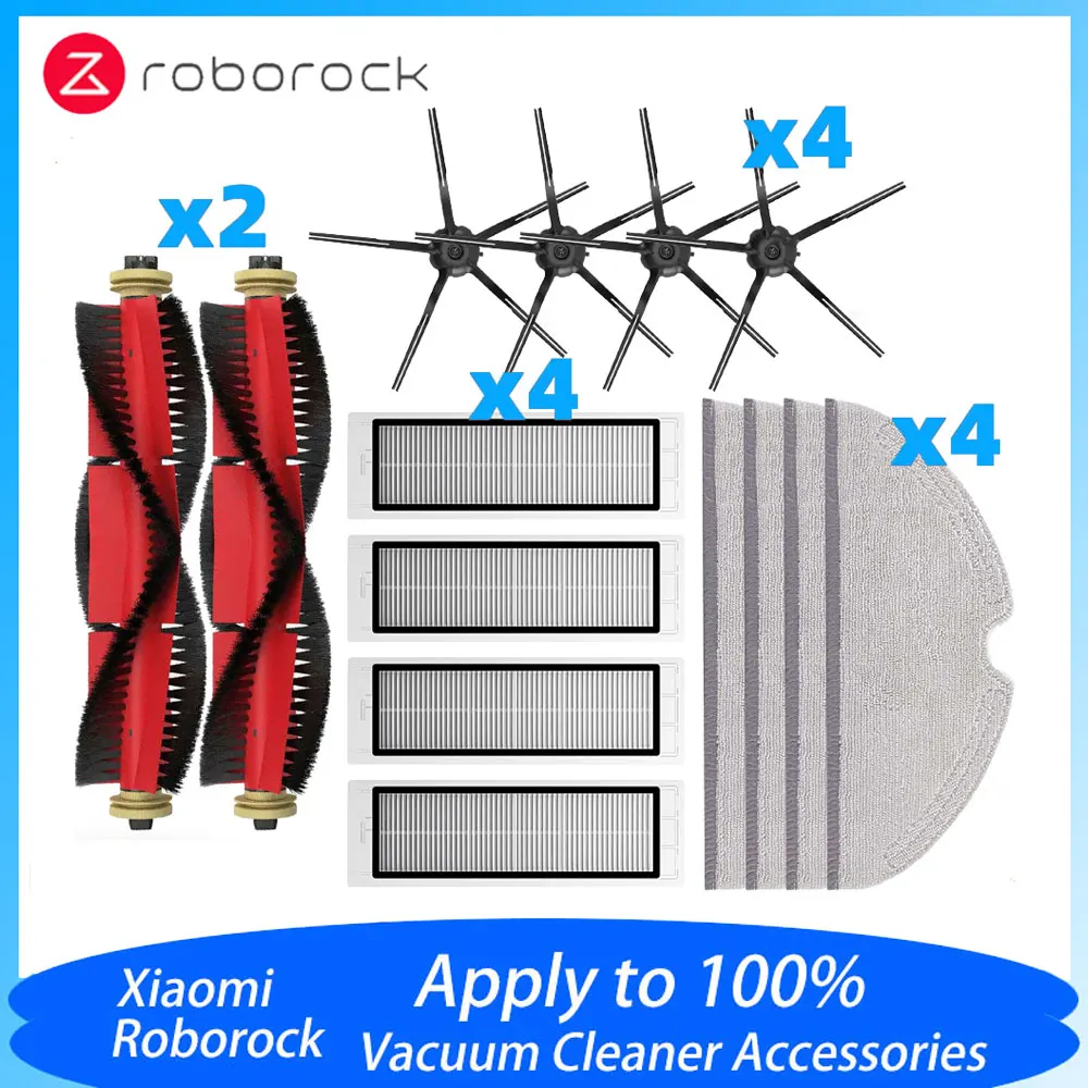 

For Xiaomi Roborock S5 Max S6 S50 S51 S55 Vacuum Cleaner Part Accessories HEPA Filter + Side Brush + Main Brush + Mop Cloths