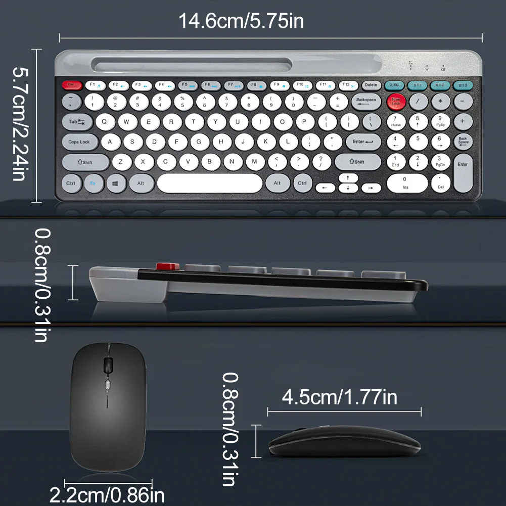 2,4 GHz, 2-Modus-Bluetooth und kabellose Multi-Geräte-Tastatur und -Maus mit Halterung, ergonomisch, für Mac/iOS/Android/Win7_voghion.com