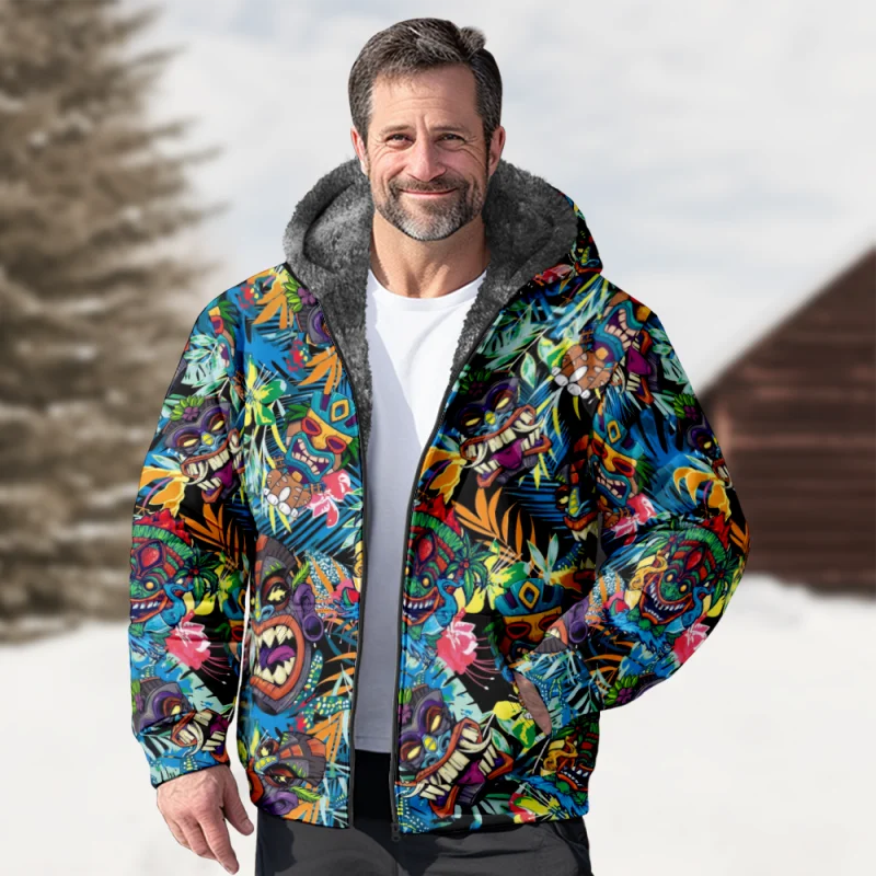 

New Creative Cotton Coat Hooded Sweater Casual Print Long Sleeve Zipper Sweater Thick Cotton Coat Autumn/Winter a01