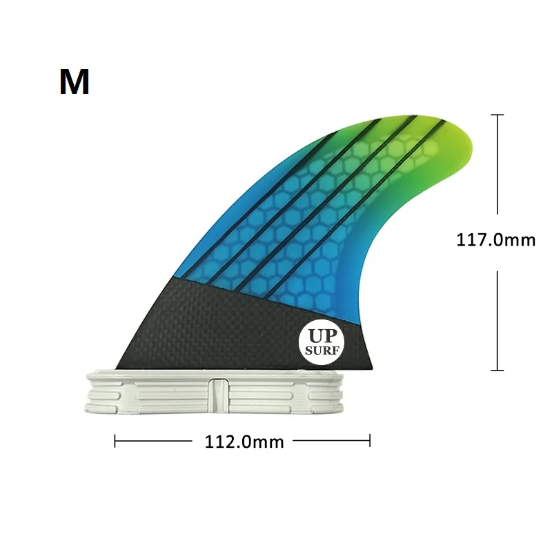 M Tri Fins UPSURF FCS 2 Thruster Surfboard Fins Carbon Fiberglass Honeycomb Core Surf Fins Set Double Tabs 2 Shortboard Fins