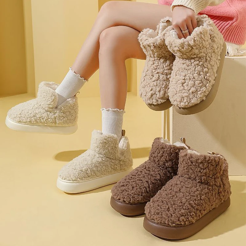 Snow Boots Plush Warm Ankle Boots For Women Men Winter Shoes Windproof Lightness Cotton Boots Couple Female Winter Shoes Booties