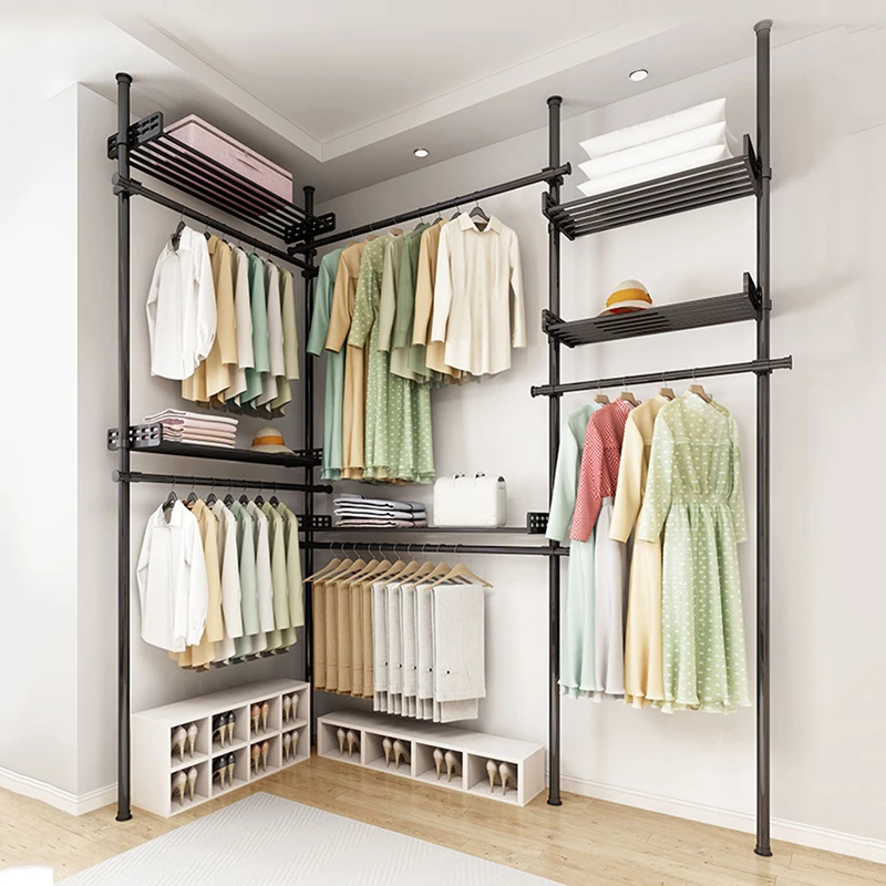 MinimalistClothesRackPlaceSavingMetalFloorStandingCoatBag