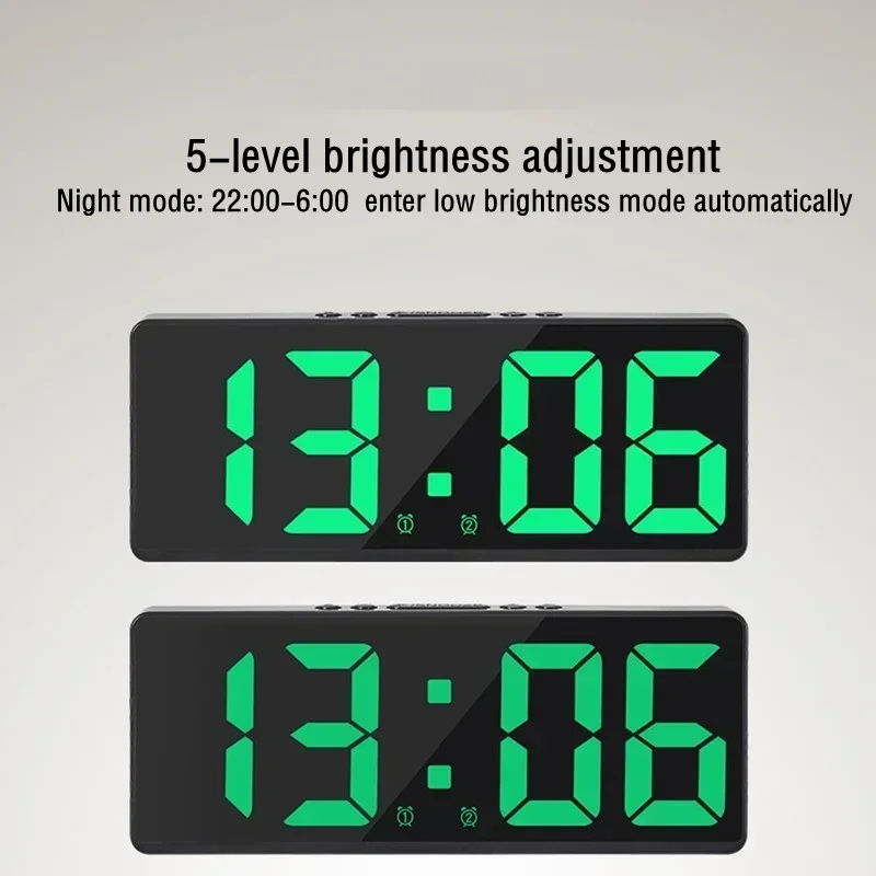 New Digital LED Desk Alarm Clock USB Snooze Night Temperature Mode Bedside Electronic Table Date Display Home Decor Large Screen 3