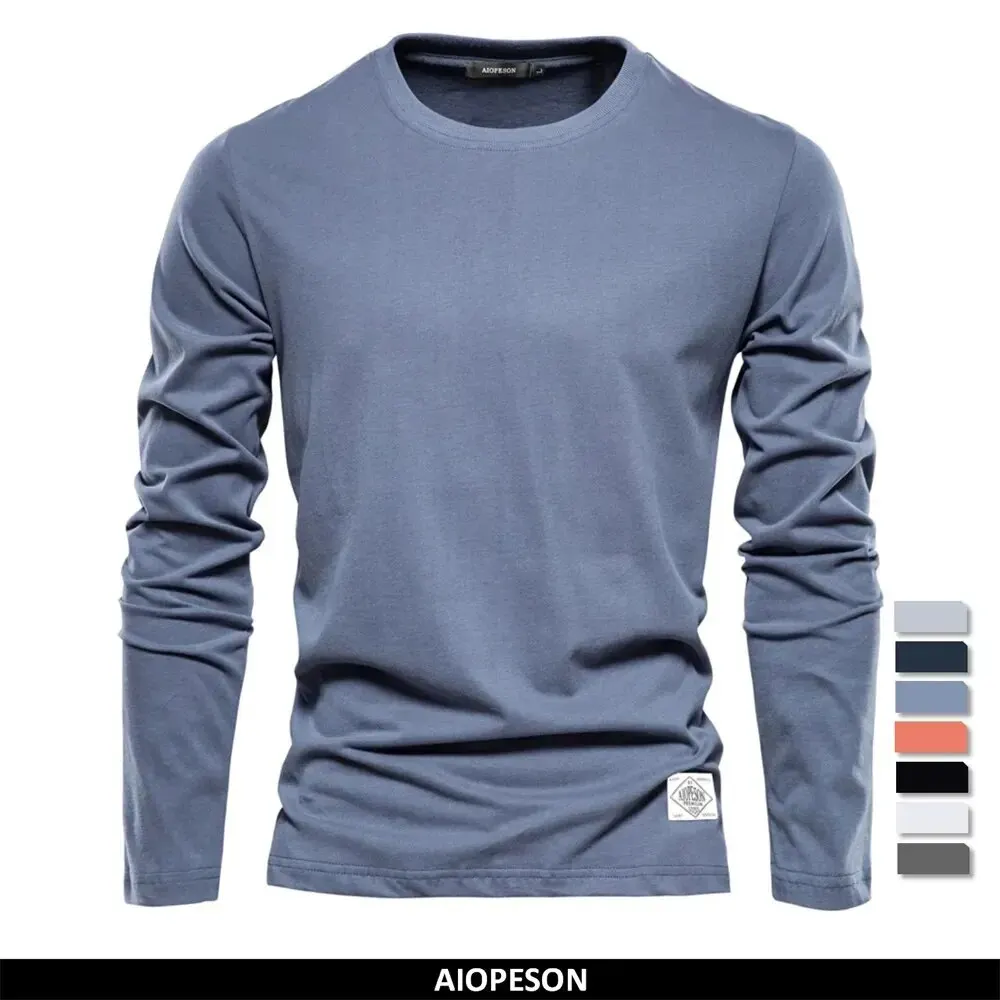 AIOPESON T Shirt For Men Solid Spring Casual Mens T-shirts High Quality Male Tops Classic Clothes Men's T-shirts