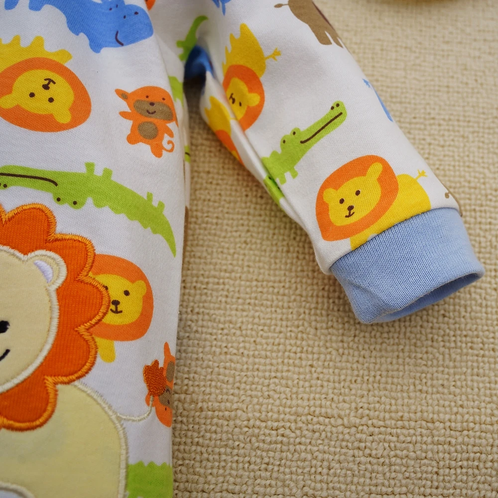 0 to 12 Month baby boy jumpsuit cotton autumn clothing Cartoon lion elephant print rompers newborn clothes infant boys onesies