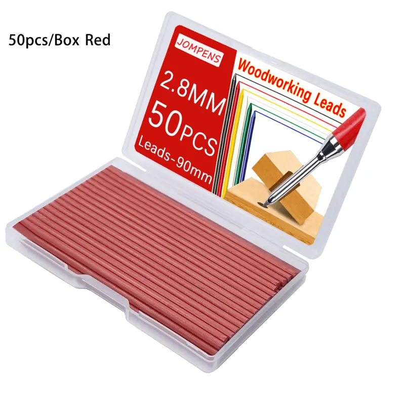 50Pcs/100Pcs Large Capacity 2B Woodworking Lead Core Black Yellow Red 2.8mm Automatic Pencil Lead Deep Hole Marked Lead Core - Image 8