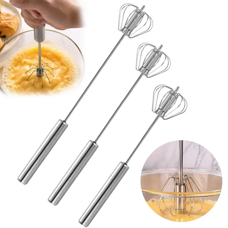Stainless Egg Beater Semi-automatic Rotating Egg Tools Manual Stiring Cream Whisk Hand-held Mixer Kitchen Baking Tools egg beater