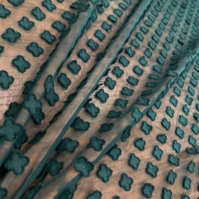 BreathableCloverJacquardChiffonFabricforWomensClothingSewing