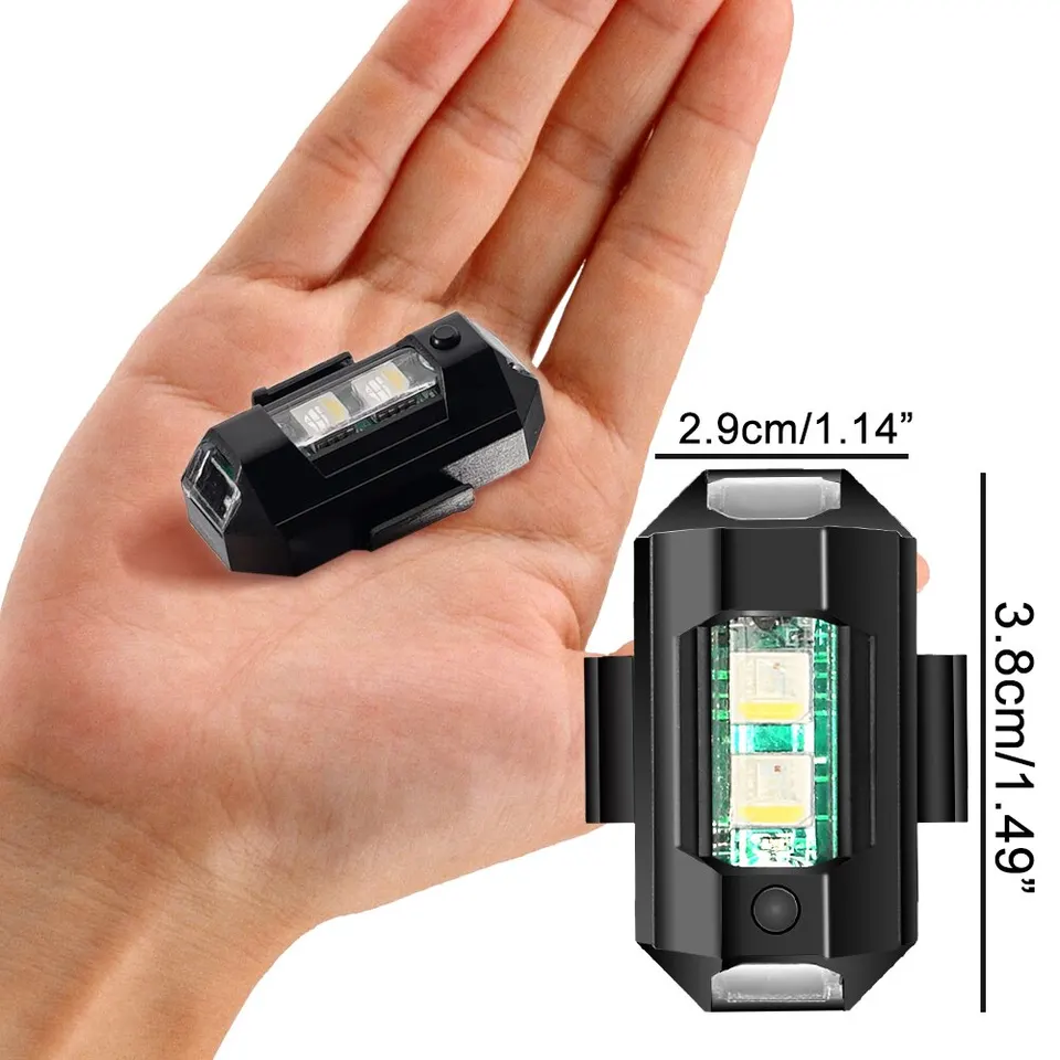 1Pc Universal Led Aircraft Strobe Lights Motorcycle Anti Collision Warning Light with USB Charging 7Colors Turn Signal Indicator