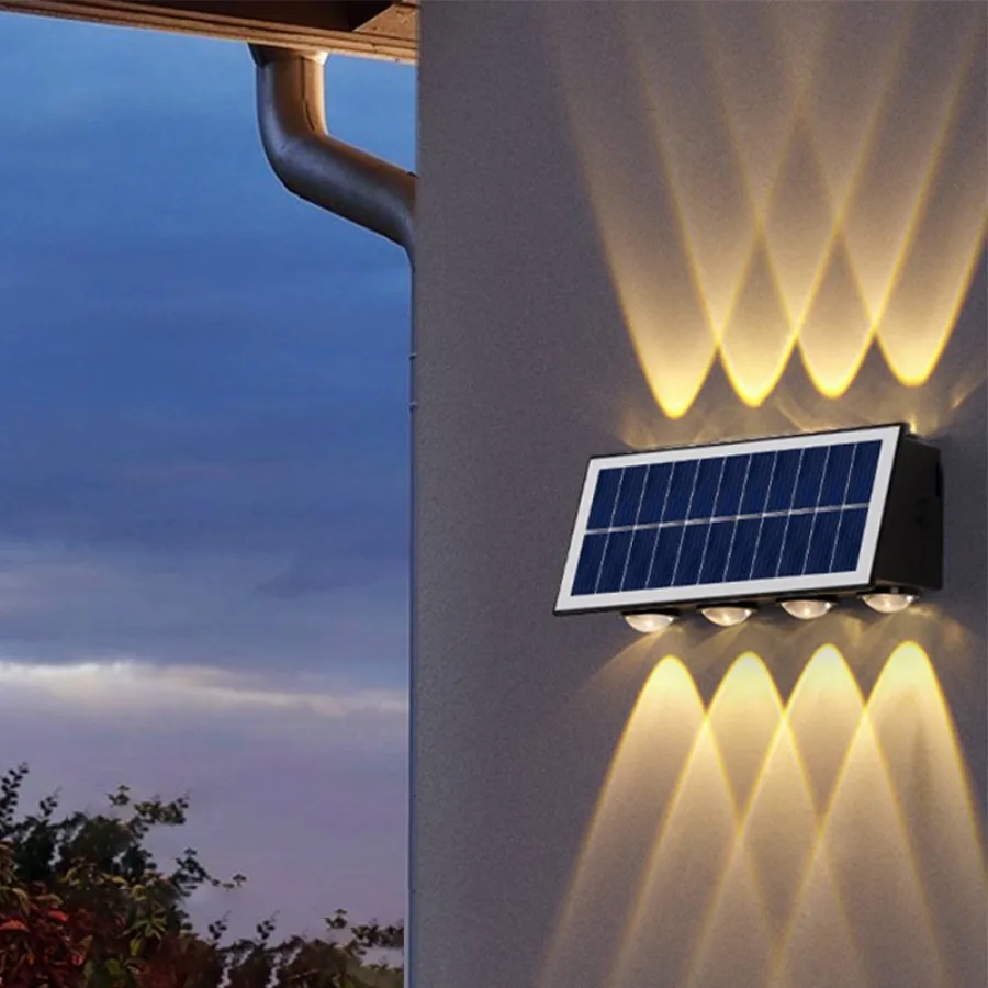 Solar Wall Lamp Outdoor LED Solar Wall Lamp IP65 Waterproof RGB Up and Down Luminous Lighting Balcony Garden Porch Courtyard Decor Solar Light solar lamp