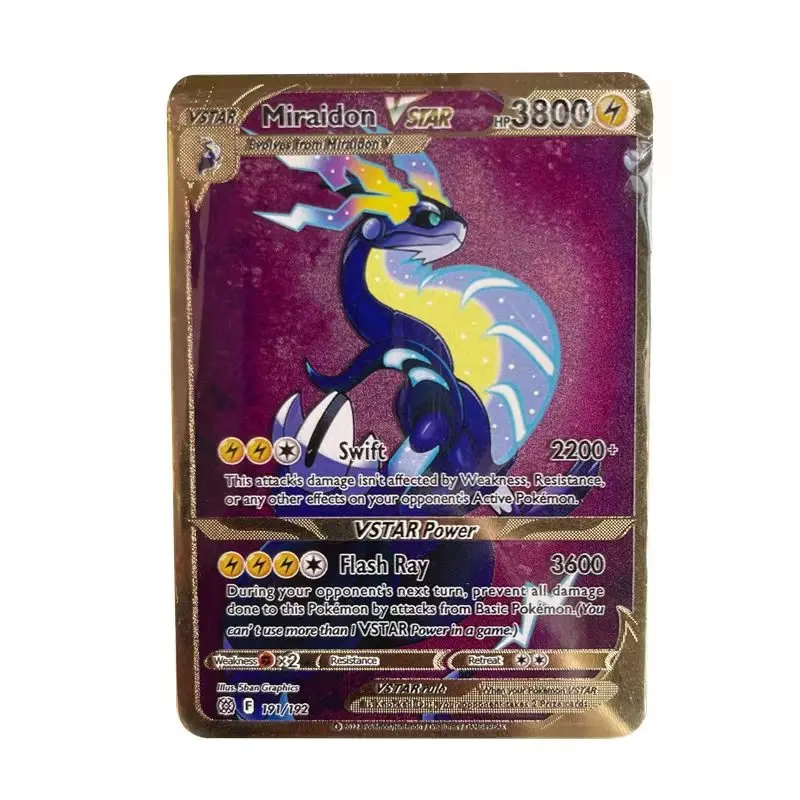 New Pokemon Metal Card Greninja Miraidon Rayquaza Vstar 3800 HP Pokemon Golden English Iron Cards Kid Gift Game Collection Cards