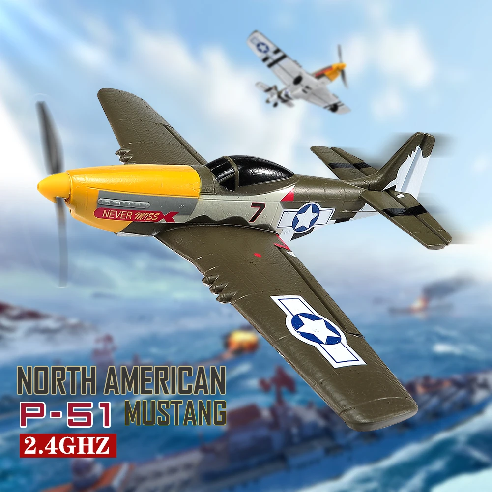 New P51D Mustang RC Airplane 2.4G 4CH 6 Axis 410MM Wingspan EPP Foam One Key Aerobatic Remote Control Warbird Fighter Toys 3