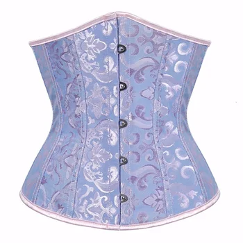 Women Gothic Sexy Satin Underbust Corset Bustier Waist Cincher Slimming Body Shaper Corselete Lingerie Plus Size Party Clubwear 2