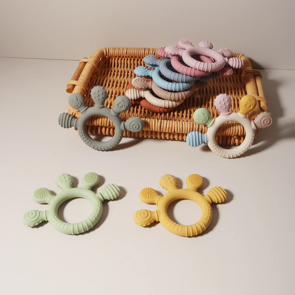 Silicone Teething Toys teething toys baby teething toys silicone teething toys silicone teether Silicone Teether Food Grade Teething Ring Sensory Toys for Toddlers Silicone hand shape Soothing Toys Accessories