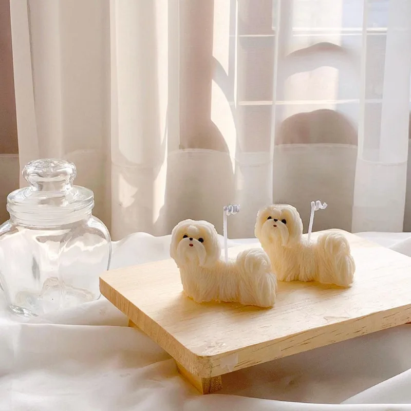 3D Shih Tzu Cute Dog Aromatherapy Plaster Handmade Soap Mold Candle Mold Chocolate Baking Cake Decoration Silicone