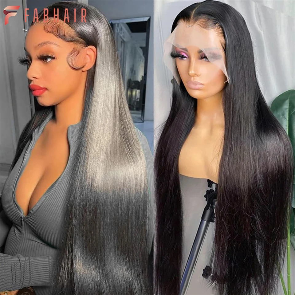 

FABHAIR straight Lace Front Wigs Human Hair 13x4 HD 180 Density Glueless Pre Plucked with Baby Hair Unprocessed Brazilian Virgin